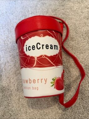 Ice Cream Strawberry pint Crossbody Bag